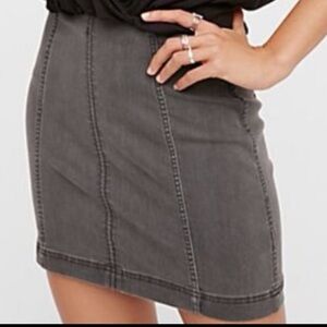 Free People Modern Femme Grey Denim Mini Skirt